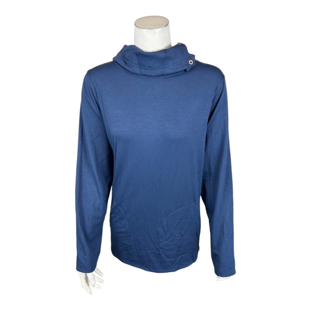 Susan Graver Weekend Plush Back Knit Funnel-Neck Top with Buttons X-Large Size